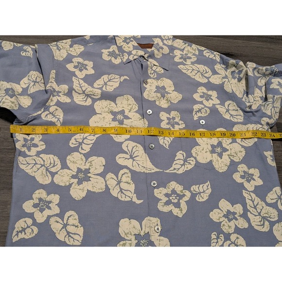 Tori Richard Honolulu Men's Blue White Floral Silk Linen Hawaiian Shirt Size L - Picture 5 of 6